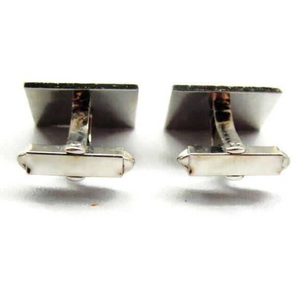 "JLM" Monogram Initial Cufflinks Vintage Sterling Silver 925 Curve Bullet Patina - Picture 6 of 10
